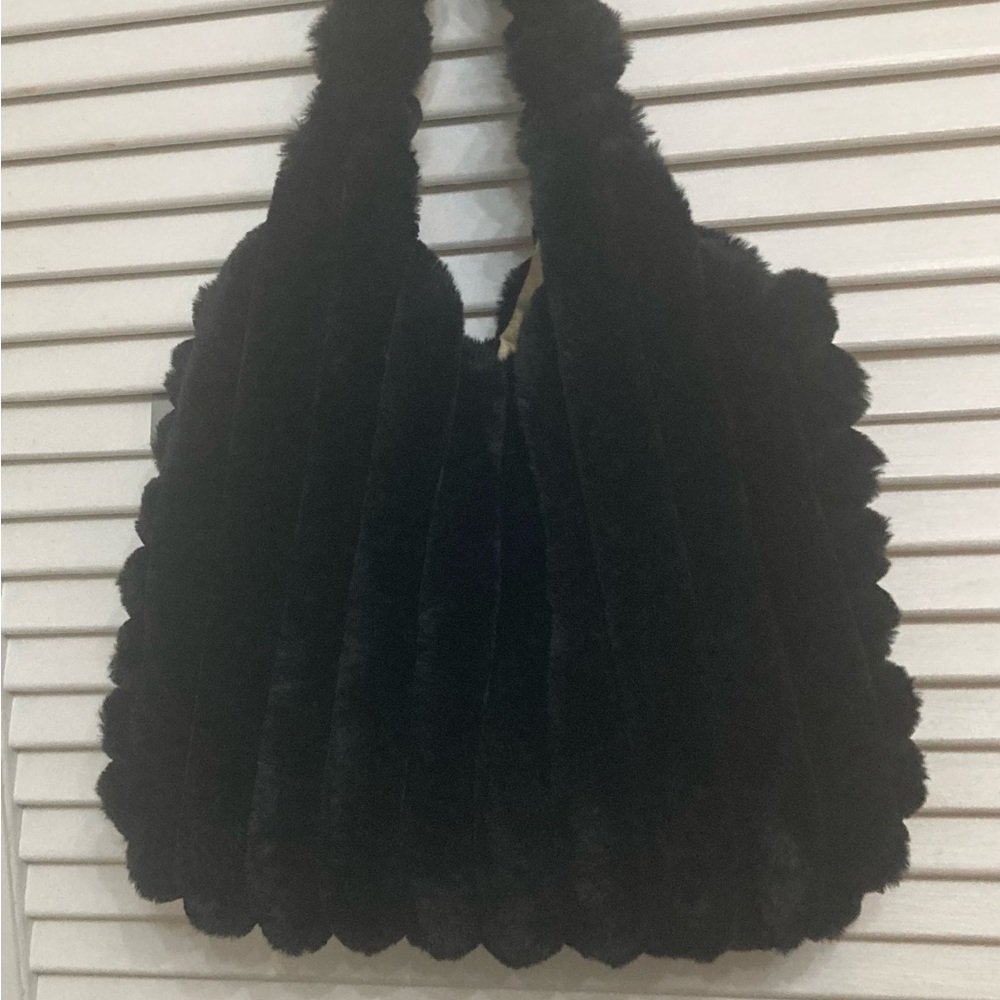 Elegant Black Faux Fur Tote Bag